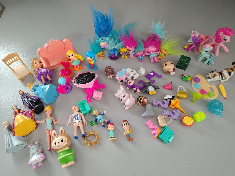 Huge 60+pc Random Girl Toys Toy Figure Lot Disney, Trolls, MLPony, Animals Dogs